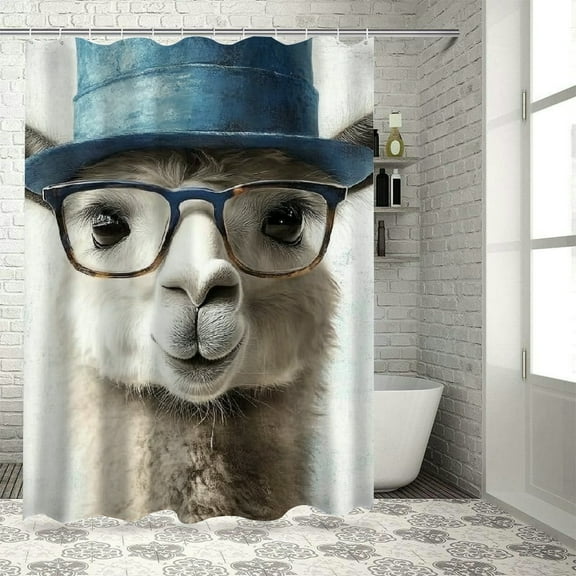 Autua Llama Theme Polyester Bathroom Shower Curtain Set with Hooks, Vibrant HD Print, Waterproof, Easy to Install and Maintain 36"x72