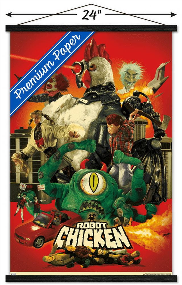 Robot Chicken - One Sheet Wall Poster with Wooden Magnetic Frame, 22.375" x 34"