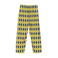 thumbnail image 5 of Xecao Mardi Gras Purple Yellow Plaid Men's Straight Lounge Pajama Pants: The Ultimate in Comfortable Sleepwear, 5 of 9