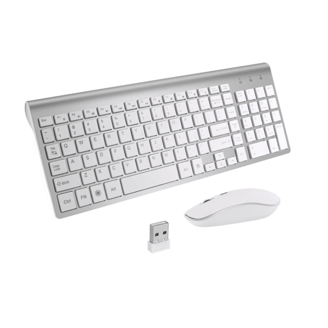 Ensemble Clavier et Souris Sans Fil, cimetech Compact Taille Complète, Ensemble Clavier et Souris Sans Fil 2.4G Ultra-Mince, Design Élégant pour Windows, Ordinateur, Bureau, PC, Notebook - (Gris)