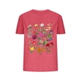 thumbnail image 1 of Blusas de Verano de las Mujeres Flor Impresa Cuello Redondo Manga Corta Superior, Verano Superior de las Mujeres, 1 of 4