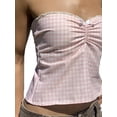 thumbnail image 3 of vera natura Women Tube Top, Strapless Backless Tie-up Plaid/Floral Summer Ladies Vest for Club Party, 3 of 5