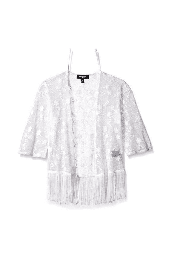 Big Girls' Fringe Cozy, Ivory, Small.