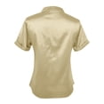 thumbnail image 7 of Endives Womens Satin T-shirt V Neck Short Sleeve T Shirt Elegant Blouse Womens Top Summer Outfits Khaki, 7 of 7