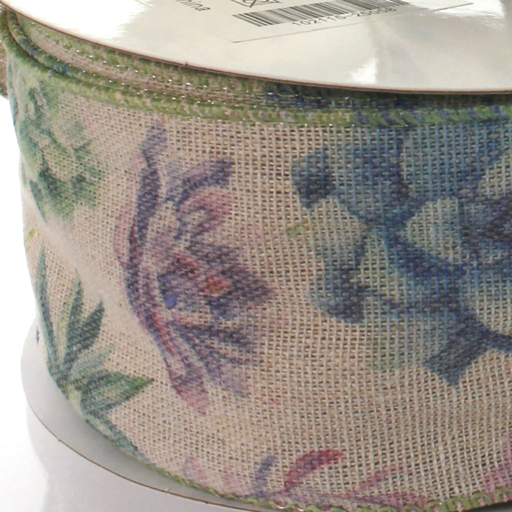 2 1/2" Wired Ribbon Succulents Burlap 25 Yards