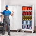 thumbnail image 2 of 71" Tall Metal Garage Storage Cabinet with Wheels and Locking Doors and Tall Rolling Steel Tool Cabinet with 4 Adjustable Shelves for Garage,Home,Office,Shop (White), 2 of 12