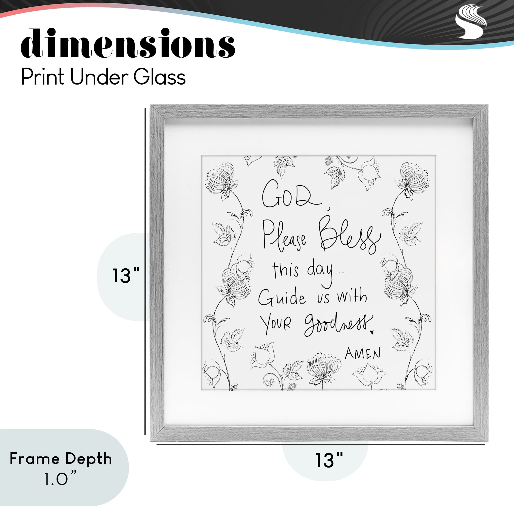 Stupell Industries God Bless This Day Gray Framed Print Under Glass, design by Patricia Pinto