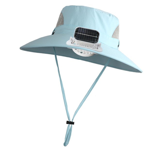 Sombrero con ventilador solar para niños, transpirable y práctico, con protección solar y circunferencia de la cabeza. Azul