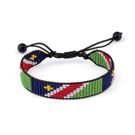 Namibia Flag Bracelet: Handmade, Adjustable Beaded String, Boho Jewelry, Unisex Patriotic Gift
