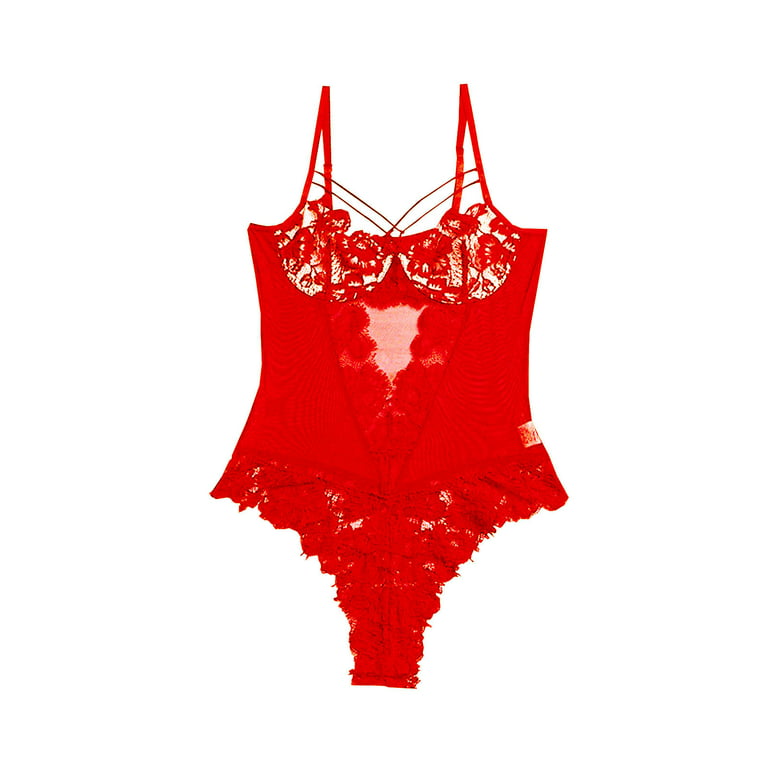 Tawop Lingerie For Women SexySee-Through Lace Lingerie For Women SexyPlus  Red Size 14-16