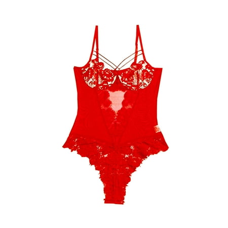 

KBKYBUYZ Women s Sexy Lingerie Lace Teddy Bodysuits Nightwear With Mask Underwear Comfortable Set