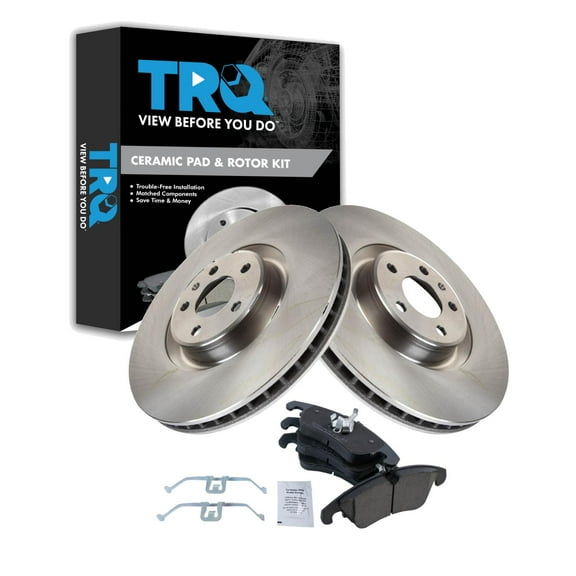 TRQ Front Brake Pad & Rotor Kit Brake Pads Brake Rotor Ceramic Fits Select 2014 Audi A6 2013-2015 A6 Quattro 2014-2015 A7 Quattro