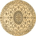 thumbnail image 1 of Ahgly Company Indoor Round Medallion Brown Traditional Area Rugs, 3' Round, 1 of 4