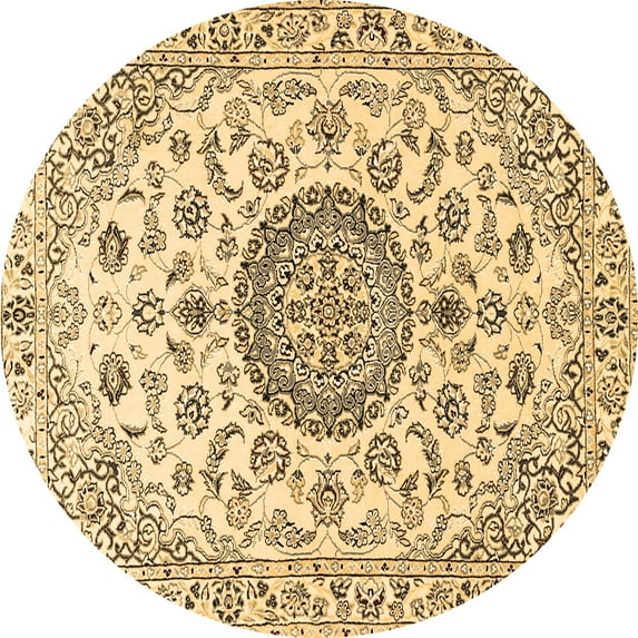 Ahgly Company Indoor Round Medallion Brown Traditional Area Rugs, 3' Round