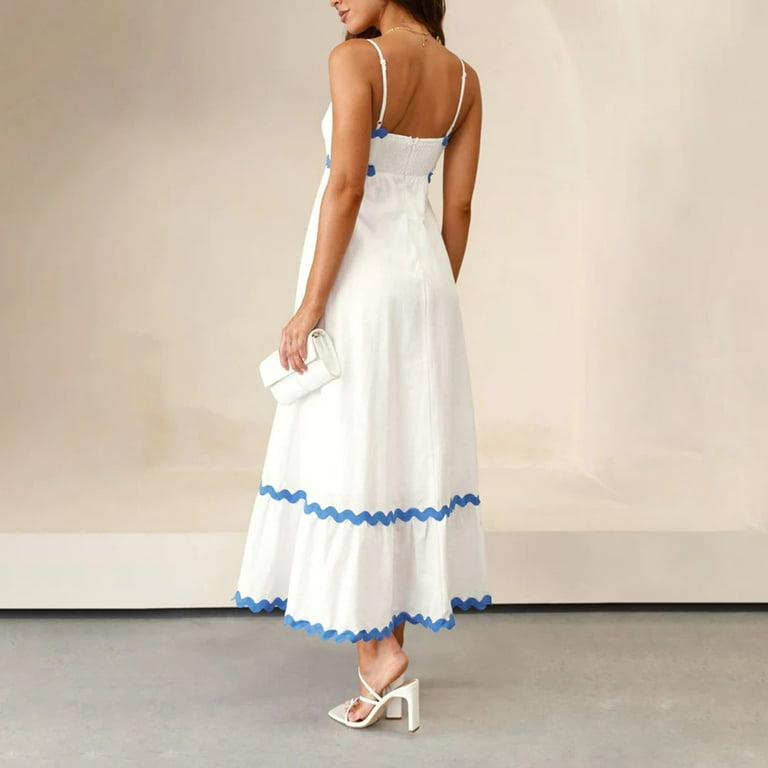 slim fit dress slacks Anna-Kac Vertical Striped Short Sleeve Ruffle Flowy Swing Dress With Belt main image 0