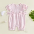 thumbnail image 2 of JUMEYU Baby Girl Bubble Romper Newborn Baby Girl Summer Outfit Romper Jumpsuit Infant Clothes 0 3 6 9 12 18 24 Months (Pink,6-12 Months), 2 of 4