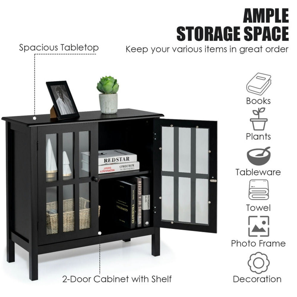 Finihen Kitchen Storage Cabinet, Buffet Sideboard, Glass Door Sideboard Console Storage Buffet Cabinet, for Dining Room, Kitchen, Living Room, Black Finihen Kitchen Storage Cabinet, Buffet Sideboard, Glass Door Sideboard Console Storage Buffet Cabinet, for Dining Room, Kitchen, Living Room, Black