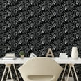 thumbnail image 2 of Ambesonne, Floral Design Peel & Stick Wallpaper for Home, Ethno Flowers Pattern, 13"x36", Charcoal Grey and Off White, 2 of 5