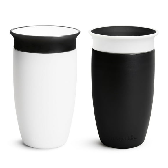 Sippy Cup Munchkin Miracle 360 para niños pequeños, 300 ml, paquete de 2 unidades, color blanco y negro