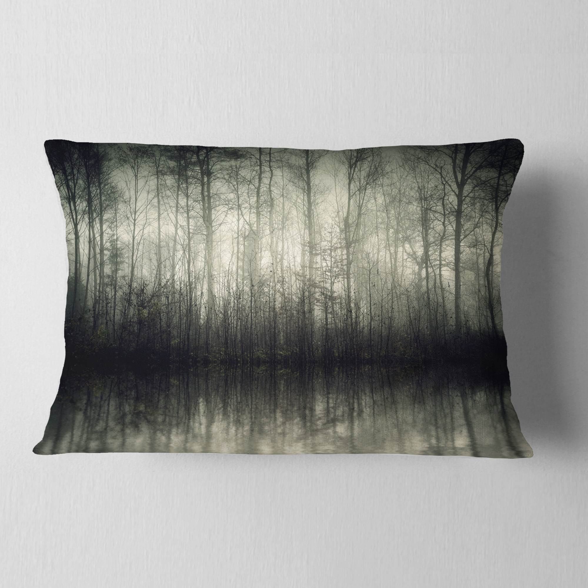 Designart Beautiful Gray Forest in Germany - Landscape Photography Throw Pillow - 12x20