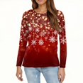 thumbnail image 5 of WTOBBY Women's Fashion Christmas Print Round Neck Long Sleeve Pullover Top, Holiday Themed Tree and Snowflake Design Sweater for Women,Vermilion XL, 5 of 5