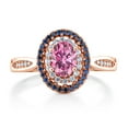thumbnail image 2 of Gem Stone King 18K Rose Gold Plated Silver Ring Oval Pink Moissanite (1.50 Cttw), 2 of 3