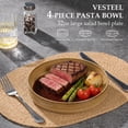 thumbnail image 5 of Vesteel Pasta Bowls Set of 4, 32oz Large Salad Bowls for Dinner Serving Soup, Ceramic Stoneware Pasta Plates with Textured Stripes, Microwave & Dishwasher Safe, Khaki, 5 of 8