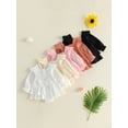thumbnail image 4 of RUINIXCW Newborn Baby Girl Smocked Romper Dress Princess Birthday Baptism Wedding Party Dress Infant Baby Girls Spring Fall Clothes Square Neck Puff Long Sleeve Ruffled Dress, 4 of 10
