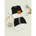 thumbnail image 3 of CIYCuIT Toddler Baby Boys 2Pcs Summer Outfits Short Sleeve Pocket T-shirt Tops with Elastic Waist Shorts 3M 6M 12M 18M 24M 3T Infant Casual Contrast Color Short Pants Sets, 3 of 9
