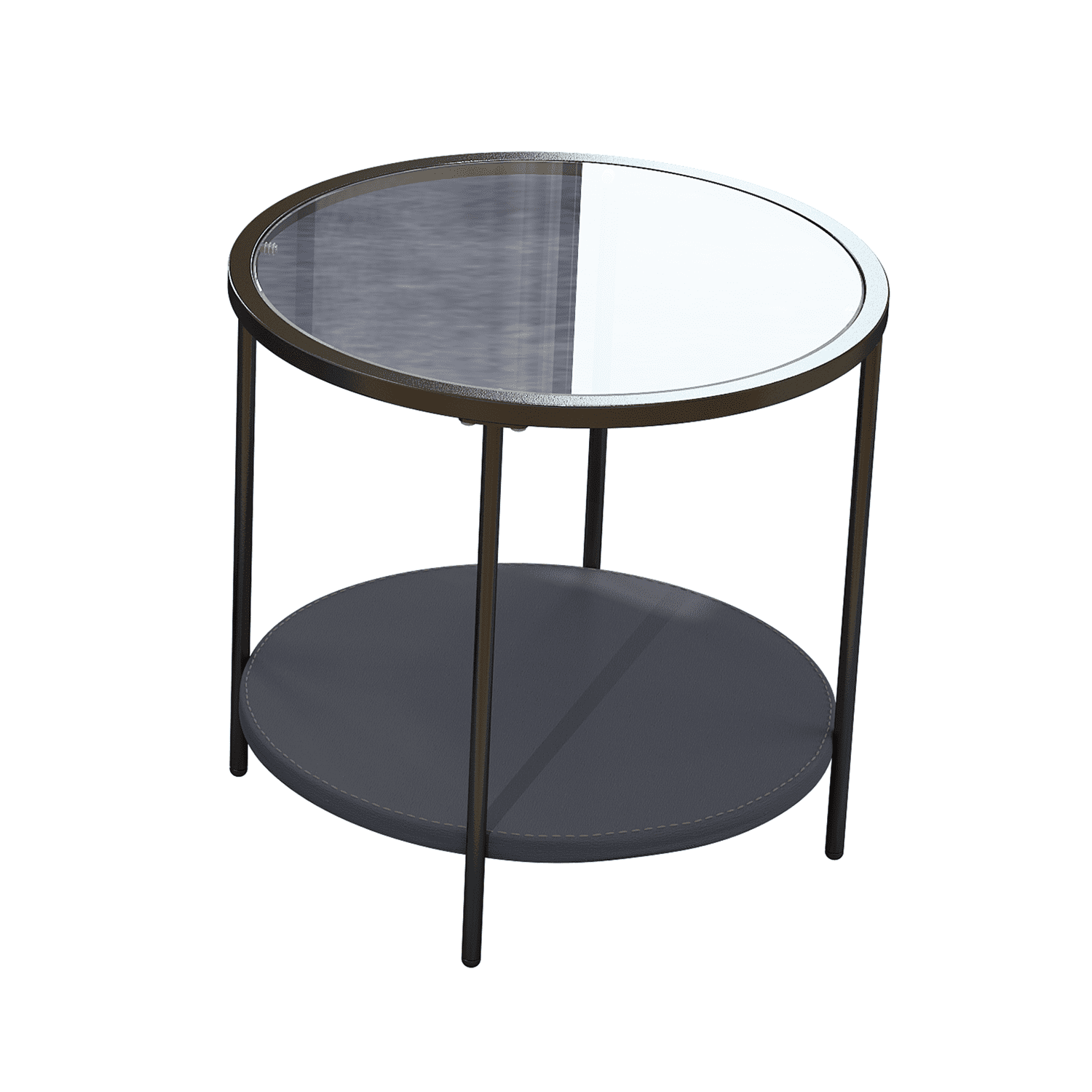 Kadyn Glass Coffee Table, Modern Round Coffee Table for Living Room, Carbon Steel 2-Tier Tea Table & Pet Sharing Table (Provide pet mat), Black Kadyn Glass Coffee Table, Modern Round Coffee Table for Living Room, Carbon Steel 2-Tier Tea Table & Pet Sharing Table (Provide pet mat), Black
