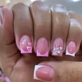 thumbnail image 1 of Uñas postizas adhesivas RTKHFZE 24 piezas, rosa francés con estrellas, 1 of 7