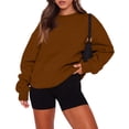 thumbnail image 2 of Lumtrix Womens Oversized Sweatshirt Casual Long Sleeve Crewneck Drop Shoulder Pullover Retro Work Holiday 2026 Fall Winter Tops Brown XL, 2 of 6