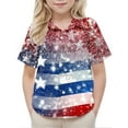 thumbnail image 5 of MKOSPLRT 2-15 Years Button Down Shirts for Boy Girl Short Sleeve Summer T Shirts Casual American Flag Shirts Funny Holiday Graphic Tees, 5 of 9