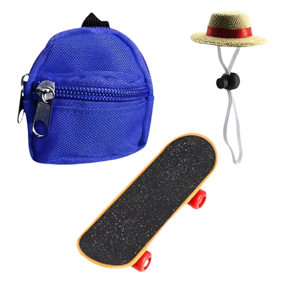 3Pcs Reptiles Clothing Accessories Includes Adjustable Backpack Hat And Tiny Skateboard for Pet Reptiles Photography