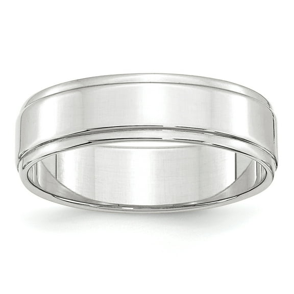 10k White Gold 6mm Flat with Step Edge Band Size 10