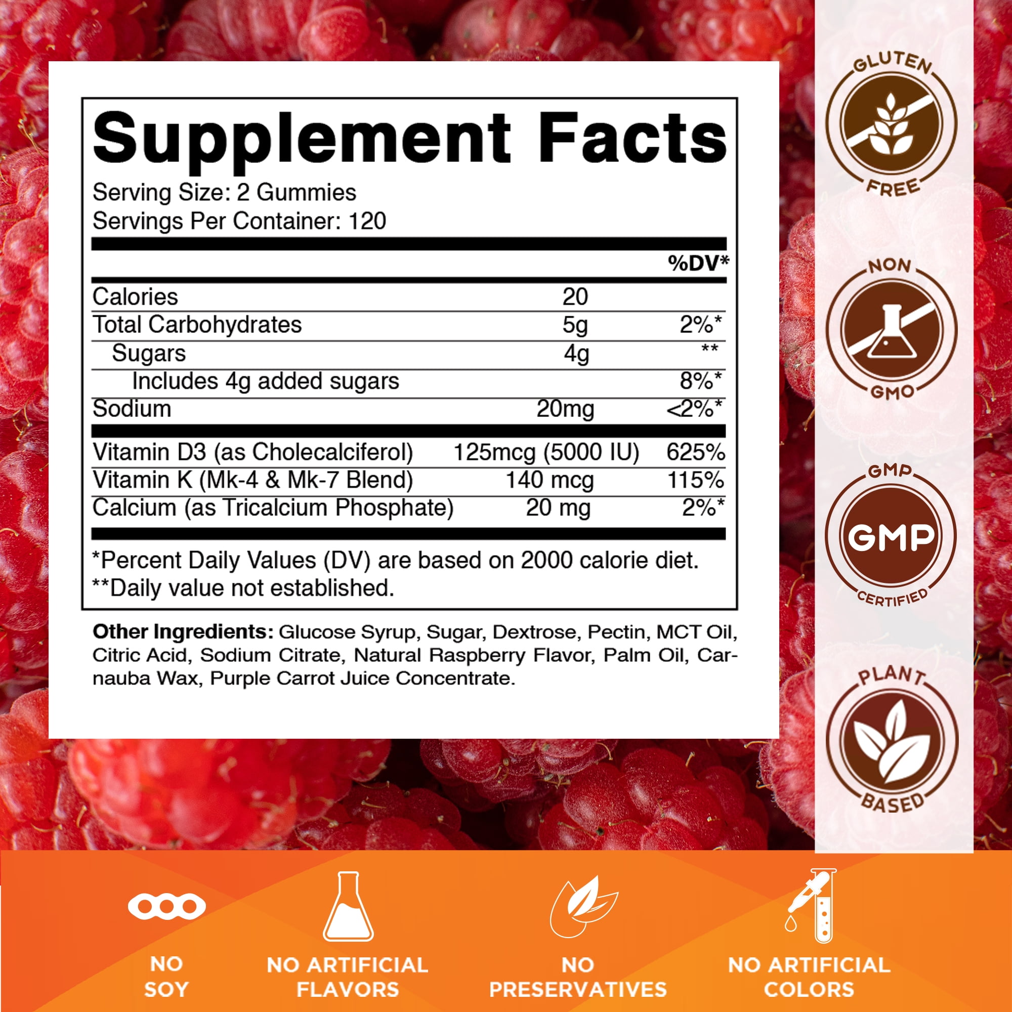 (2 pack) Vitamatic Vitamin D3 K2 with Calcium Gummies - 240 Count - Non-GMO, Gluten Free