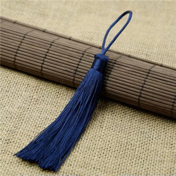 U8MO 1X Ice Silk Tassel Trim Key Chian Handbag Pendant Jewelry Making DIY 4.7''-10# navy blue