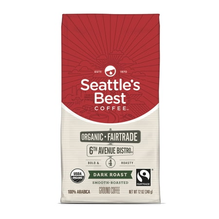 Seattle's Best Coffee 6th Avenue Bistro (Previously Signature Blend No. 4) Fair Trade Organic Dark Roast Ground Coffee, 12-Ounce Bag