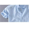 thumbnail image 3 of Chemise Homme en Lin Uni à Manches Courtes Boutonnée M-TTTG, 3 of 5