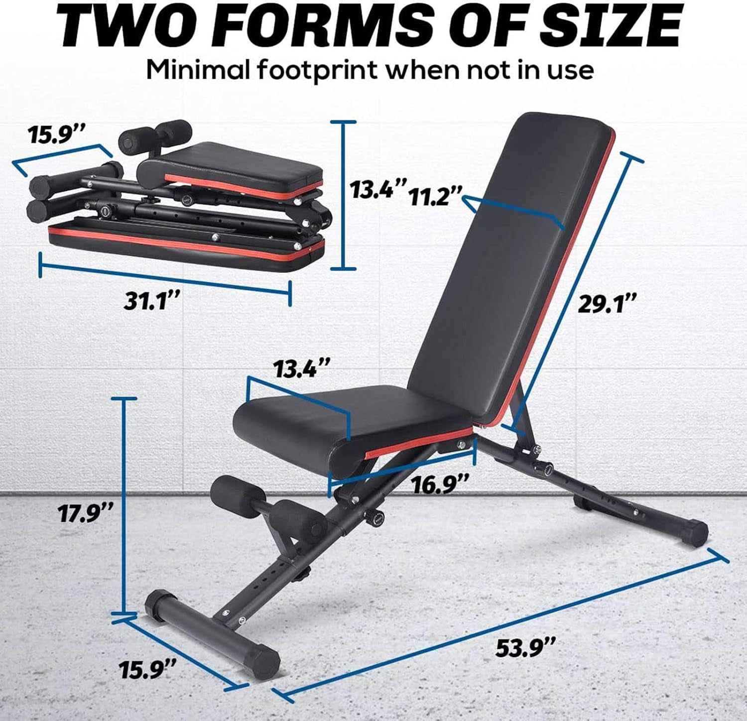 Betcozy Weight Bench, Adjustable Foldable Workout Bench with Thickened Steel, 795LBS Capacity, for Home Gym