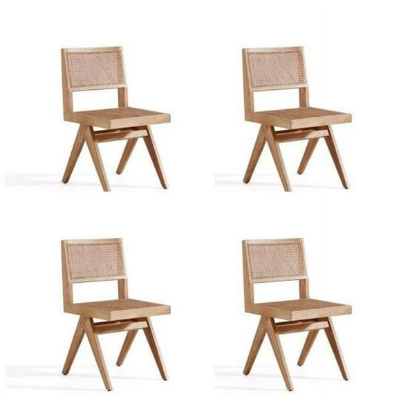 Manhattan Comfort 2-DCCA03-NA Hamlet Dining Chair, Nature Cane - Set of 4