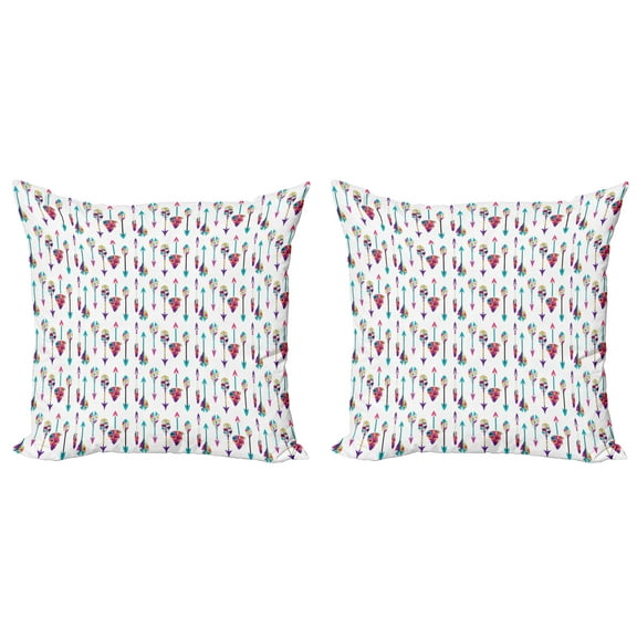 Ambesonne Feather Throw Pillow Cover 2 Pack, Colorful Oriental Arrows, 18", Multicolor