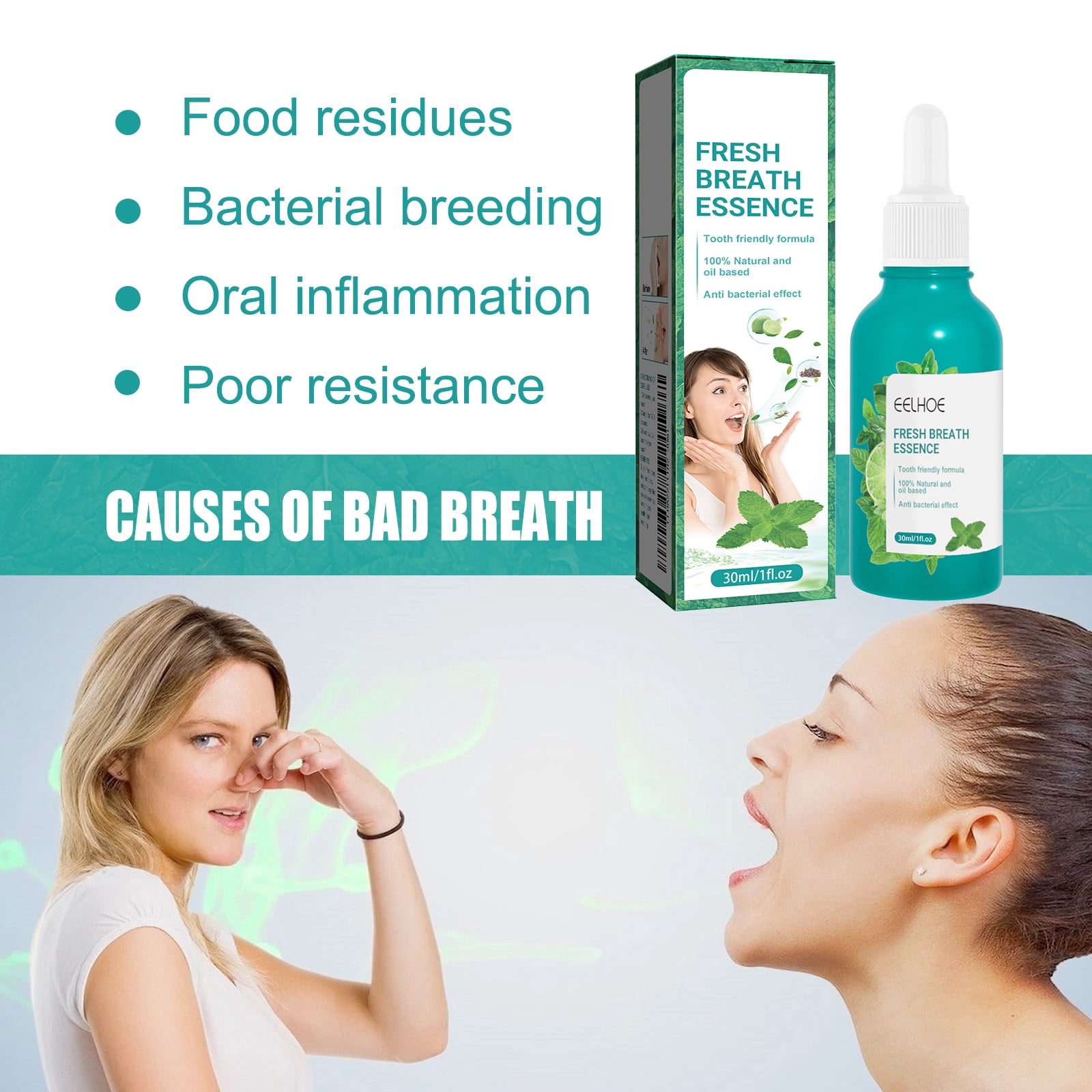 Alvantor Oral Care Fresh Breath Drops Treatment, Minty Freshener, 1 fl oz