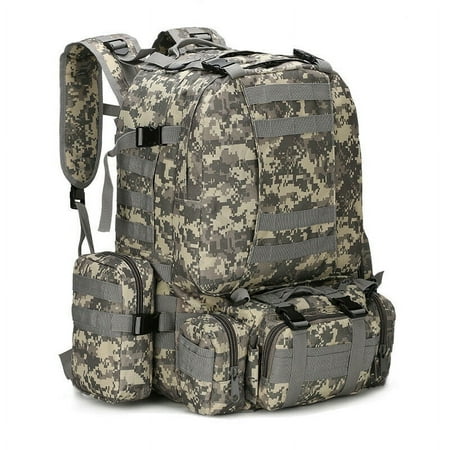 Large 4 in 1 Backpack for Camping Hiking Trekking Hunting Bug Out Bag Outdoor Backpack (ACU Camo)