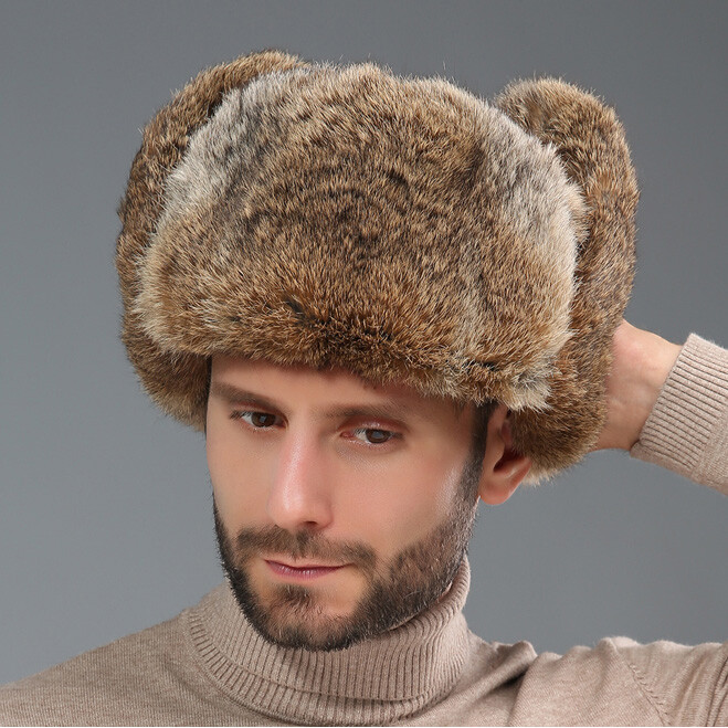 Men Winter Russian Ushanka Hat Faux Fur Trapper Cap Warm Outdoor Earflap Bomber