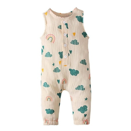 

Toddler Baby Girls Boys Clothes Summer Romper Sleeveless Print Buttons Jumpsuit Kids Summer Outfits