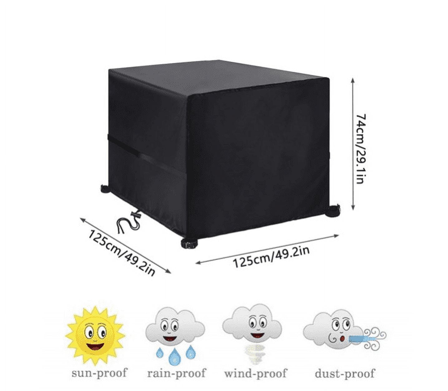Garden Table Covers Waterproof Garden Furniture Cover Square Cover for Outdoor Furniture, Heavy Duty Outdoor Table Covers Patio Furniture Cover Waterproof ,Square Patio Table Cover- 126x126x74CM