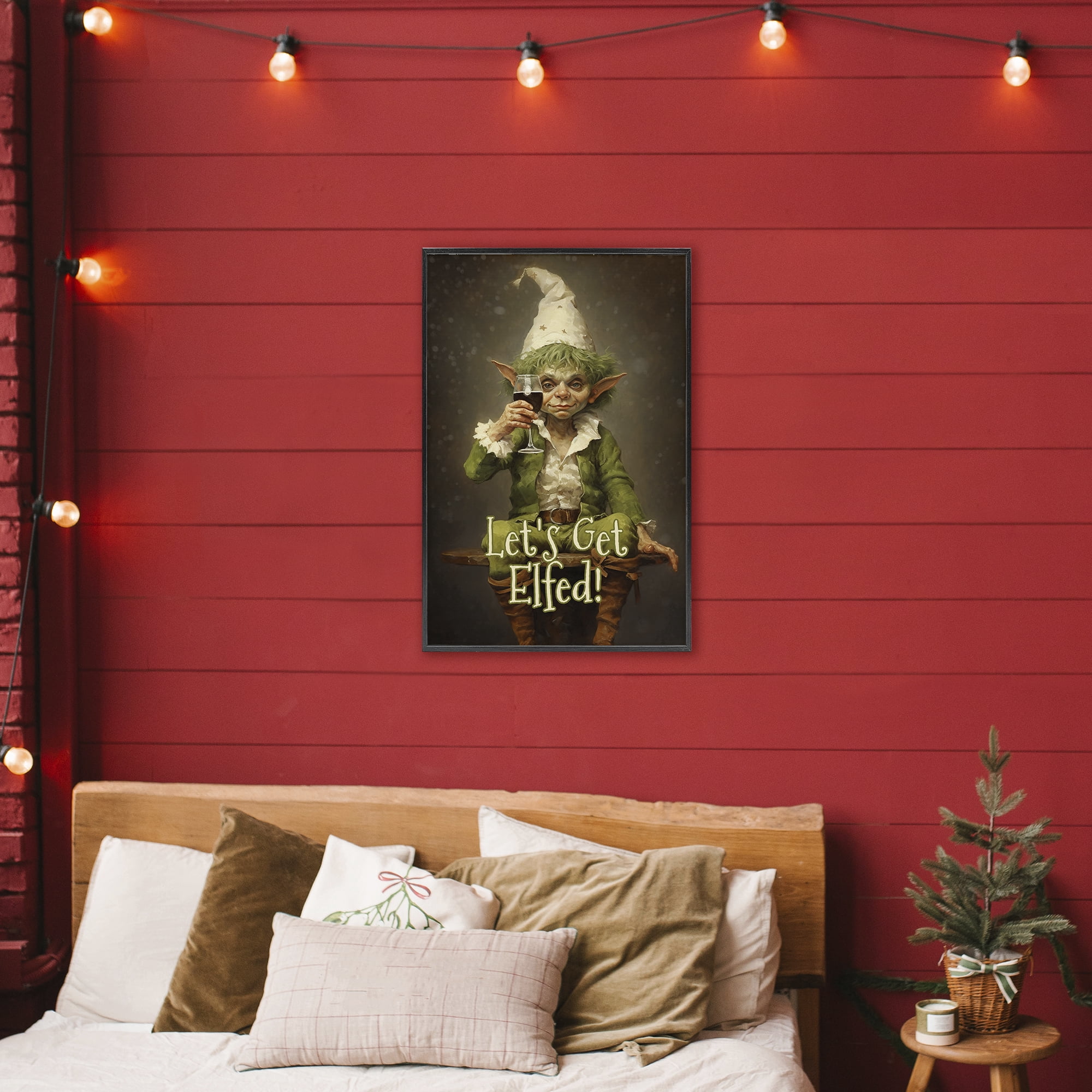 Stupell Industries Let's Get Elfed Black Framed Giclee Art, design by Tina LeCour