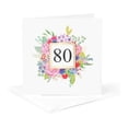 thumbnail image 5 of 3drose, Floral Number 80 Celebrating 80 Years Old 80th Birthday or Anniversary, 6 Greeting Cards with Envelopes, 5 of 7