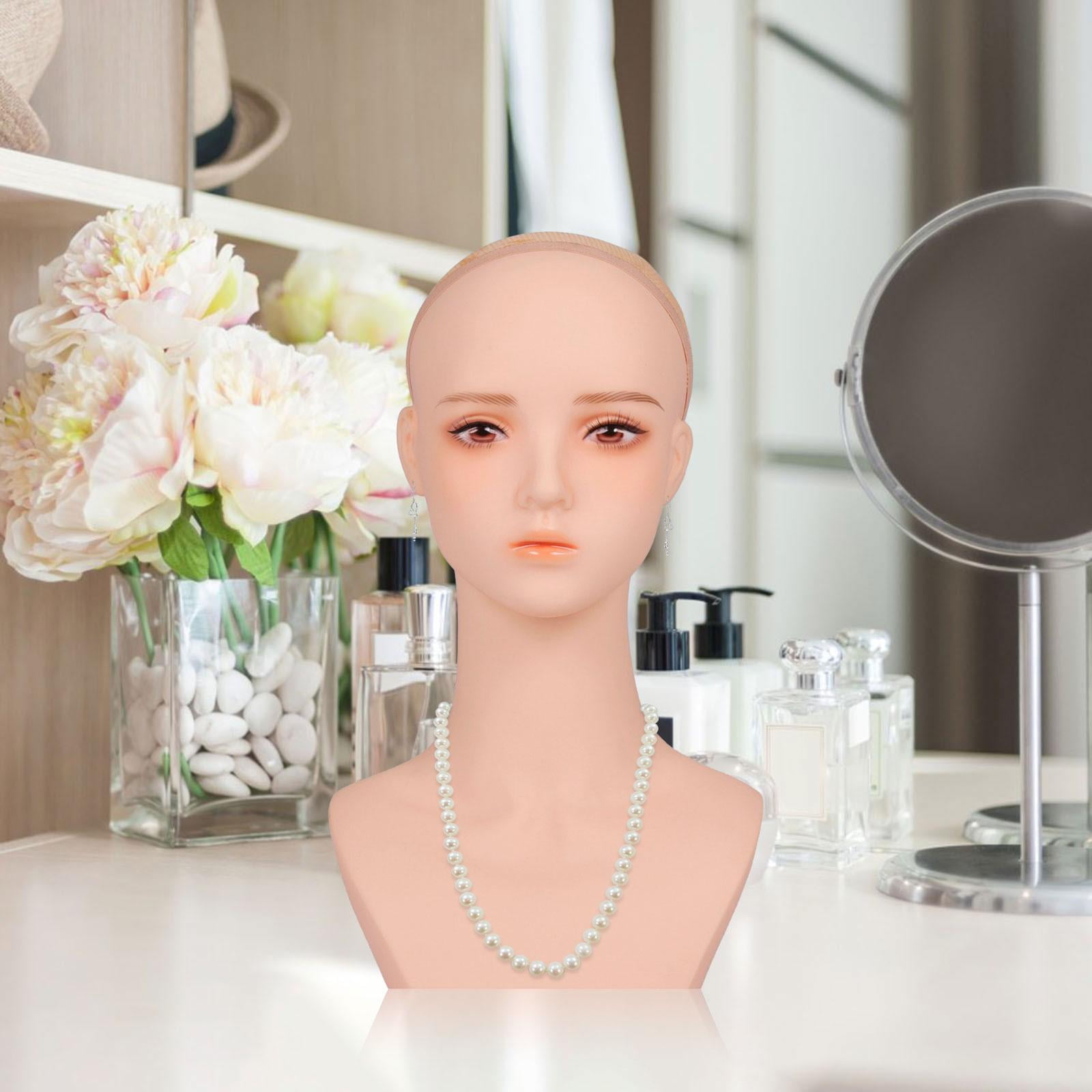 Toysmith Cosmetology Wig Holder Beauty Accessories Displaying Wig Display Female Mannequin Head with Shoulder for Hair Styling Cap Hat style A